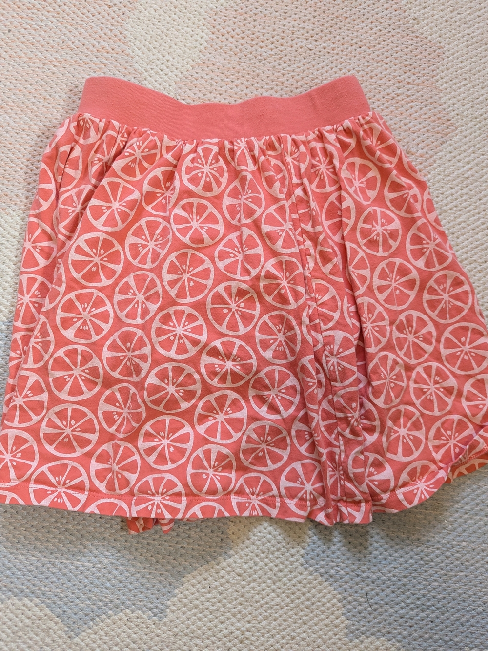 Girls Coral Orange Citrus-Print Skort